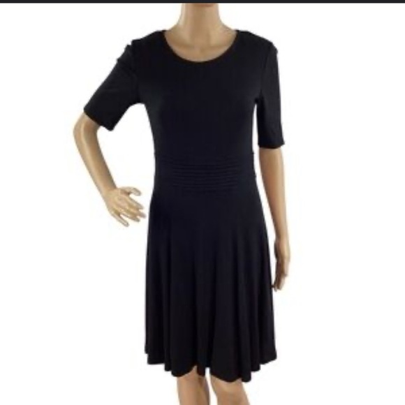 Vince Camuto Black Dress with Vibrant Pink Accent - Picture 1 of 7